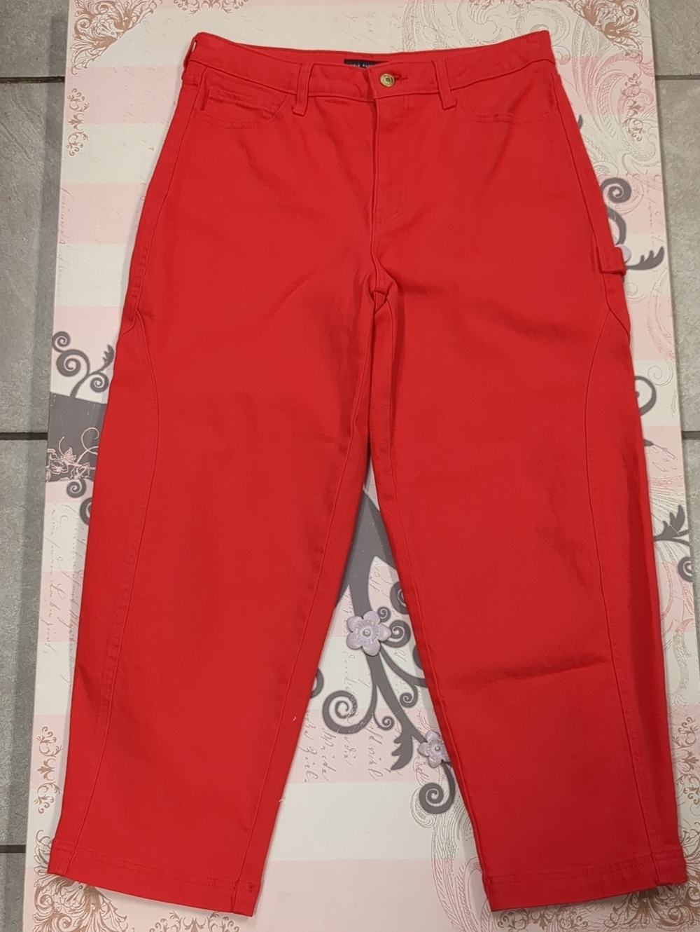 Women's Red Wide-Leg Jeans Flare